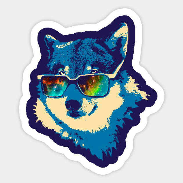 Cool Cosmic Wolf Sticker by MariSama